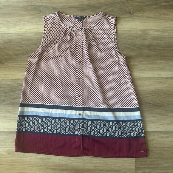 Tommy Hilfiger Sleeveless Blouse - Burgundy and Navy - Picture 2 of 6